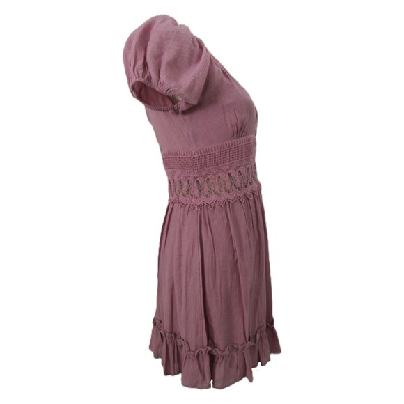 Lulus Better With You Mauve Purple Lace Puff Sleeve Mini Dress V-Neck Crochet S - Picture 4 of 12